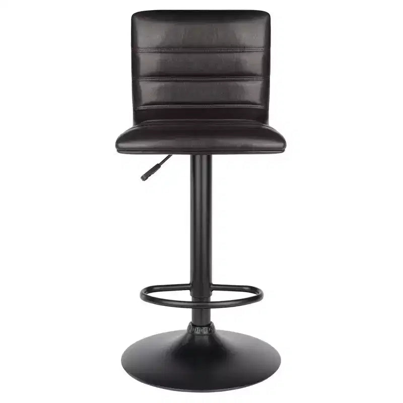 Tabouret réglable Holly Air Lift avec dossier en L Espresso/Noir - Winsome : Pivotant, Similicuir, Structure métallique, Repose-pieds
