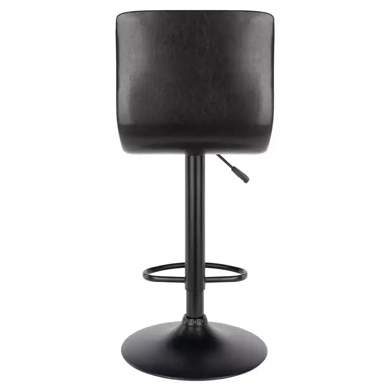 Tabouret réglable Holly Air Lift avec dossier en L Espresso/Noir - Winsome : Pivotant, Similicuir, Structure métallique, Repose-pieds