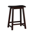 24" Saddle Counter Height Barstool Wood Brown - Linon: Classic, Backless, Rubberwood Construction