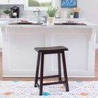 Tabouret de bar 61 cm, hauteur comptoir, bois marron - Linon : Classique, sans dossier, construction en bois d'hévéa