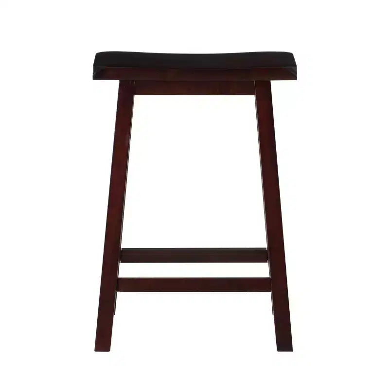 Tabouret de bar 61 cm, hauteur comptoir, bois marron - Linon : Classique, sans dossier, construction en bois d'hévéa