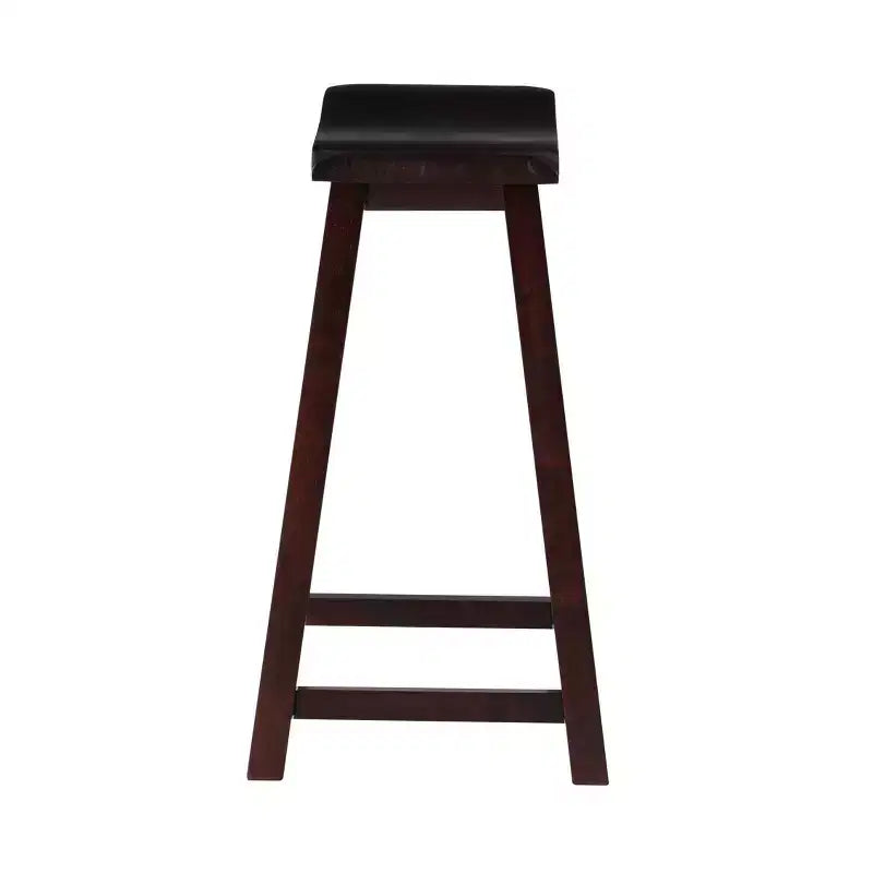 Tabouret de bar 61 cm, hauteur comptoir, bois marron - Linon : Classique, sans dossier, construction en bois d'hévéa