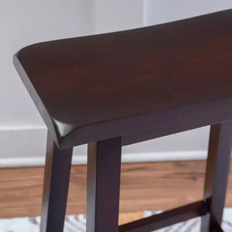 Tabouret de bar 61 cm, hauteur comptoir, bois marron - Linon : Classique, sans dossier, construction en bois d'hévéa