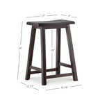 Tabouret de bar 61 cm, hauteur comptoir, bois marron - Linon : Classique, sans dossier, construction en bois d'hévéa