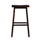 Tabouret de bar 30" sans dossier avec assise inclinée marron bois - Linon : Bois d'hévéa, repose-pieds, hauteur fixe