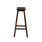 Tabouret de bar 30" sans dossier avec assise inclinée marron bois - Linon : Bois d'hévéa, repose-pieds, hauteur fixe