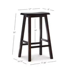 Tabouret de bar 30" sans dossier avec assise inclinée marron bois - Linon : Bois d'hévéa, repose-pieds, hauteur fixe