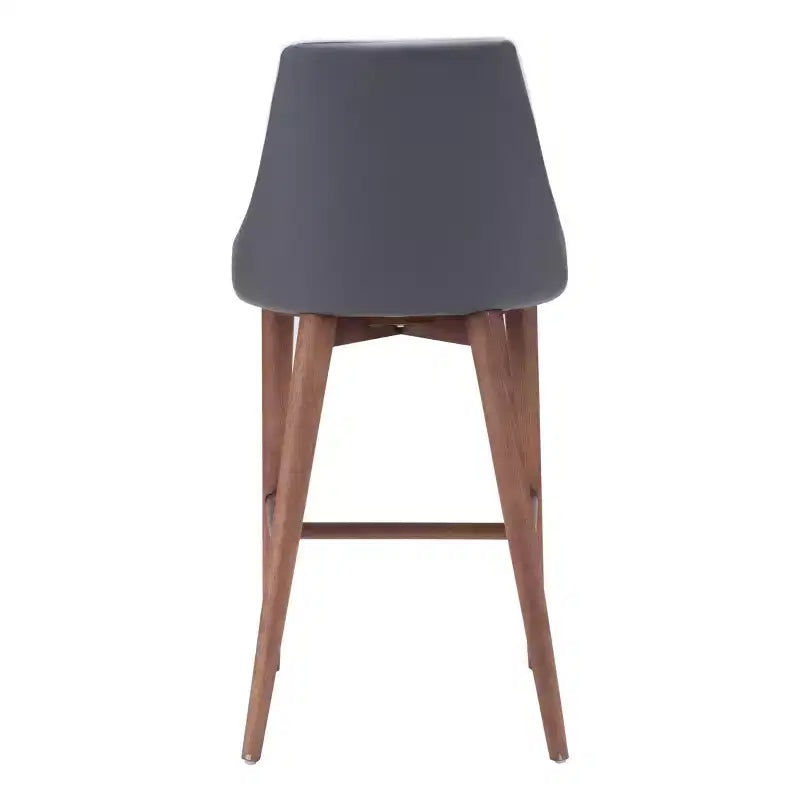 Tabouret de bar à hauteur de comptoir en similicuir à dossier haut de 26 po - Gris foncé - ZM Home : Assise moelleuse, Base en bois de noyer, Revêtement en polyuréthane