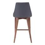 Tabouret de bar à hauteur de comptoir en similicuir à dossier haut de 26 po - Gris foncé - ZM Home : Assise moelleuse, Base en bois de noyer, Revêtement en polyuréthane