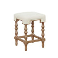 Shelly Backless Counter Height Barstool Natural - Linon: Geometric Seat, Washed Wood Legs, Polyester Upholstery