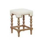 Shelly Backless Counter Height Barstool Natural - Linon: Geometric Seat, Washed Wood Legs, Polyester Upholstery