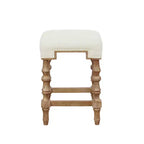 Tabouret de bar Shelly sans dossier, hauteur comptoir, naturel - Linon : Assise géométrique, pieds en bois lavé, revêtement en polyester