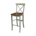 30" X Back Barstool Natural - International Concepts: Solid Wood, Square Seat, Armless