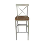 Tabouret de bar à dossier en X de 30 po Naturel - International Concepts : Bois massif, Assise carrée, Sans accoudoirs