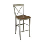 Tabouret de bar à dossier en X de 30 po Naturel - International Concepts : Bois massif, Assise carrée, Sans accoudoirs