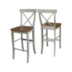 Tabouret de bar à dossier en X de 30 po Naturel - International Concepts : Bois massif, Assise carrée, Sans accoudoirs
