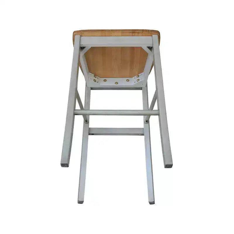 Tabouret de bar à dossier en X de 30 po Naturel - International Concepts : Bois massif, Assise carrée, Sans accoudoirs