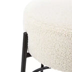 Nathan James Lot de 2 tabourets de bar sans dossier Isaac en bouclé blanc, hauteur comptoir