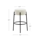 Nathan James Lot de 2 tabourets de bar sans dossier Isaac en bouclé blanc, hauteur comptoir