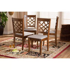 Lot de 4 chaises de salle à manger en tissu Mael avec structure en bois - Baxton Studio : rembourrage en mousse, pieds en sabre, assemblage requis
