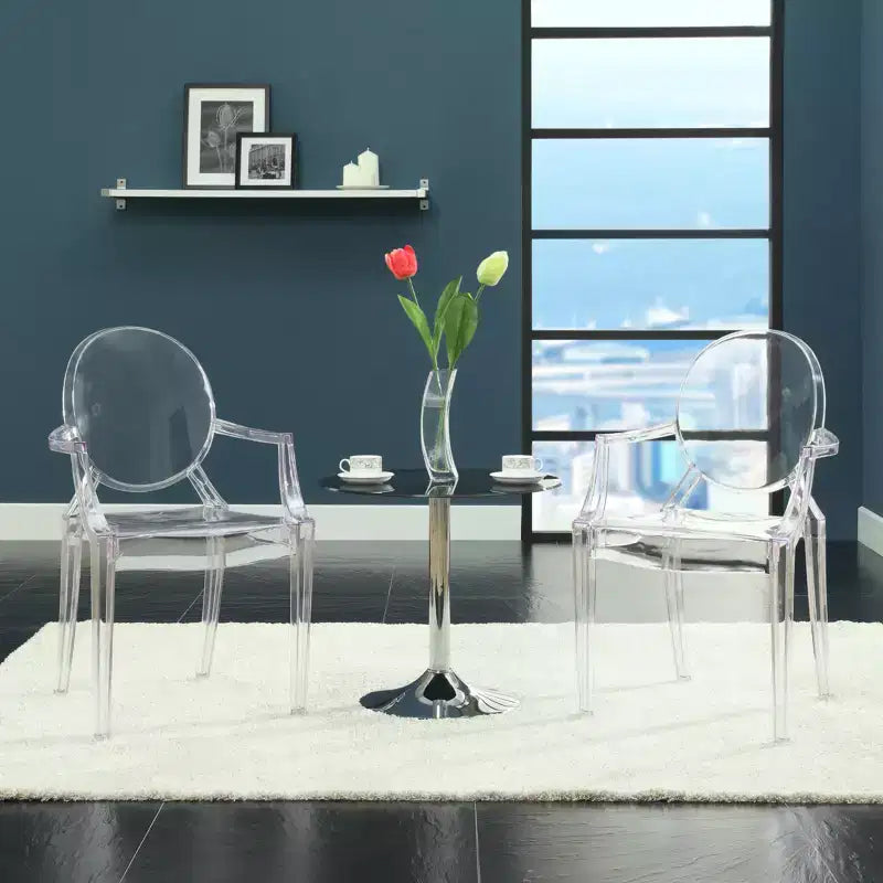 Set of 2 Casper Dining Armchairs Clear - Modway