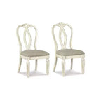 Lot de 2 chaises de salle à manger Realyn Ribbon Back rembourrées, blanc écaillé - Signature Design by Ashley : polyester, finition texturée, cadre en bois