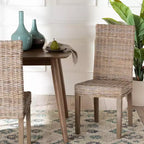 Chaise de salle à manger bali & pari Nevina Rattan et bois de manguier Kubu gris/taupe rustique