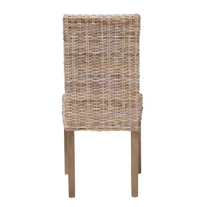 Chaise de salle à manger bali & pari Nevina Rattan et bois de manguier Kubu gris/taupe rustique