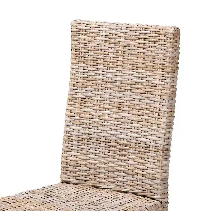 Chaise de salle à manger bali & pari Nevina Rattan et bois de manguier Kubu gris/taupe rustique