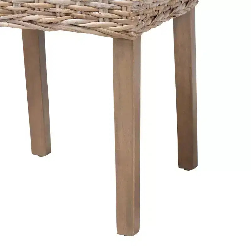 Chaise de salle à manger bali & pari Nevina Rattan et bois de manguier Kubu gris/taupe rustique