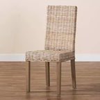 Chaise de salle à manger bali & pari Nevina Rattan et bois de manguier Kubu gris/taupe rustique