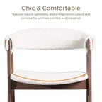 HOMES: Inside + Out Lot de 2 chaises de salle à manger Pearlcrest Mid-Century Modern en tissu bouclé, noyer