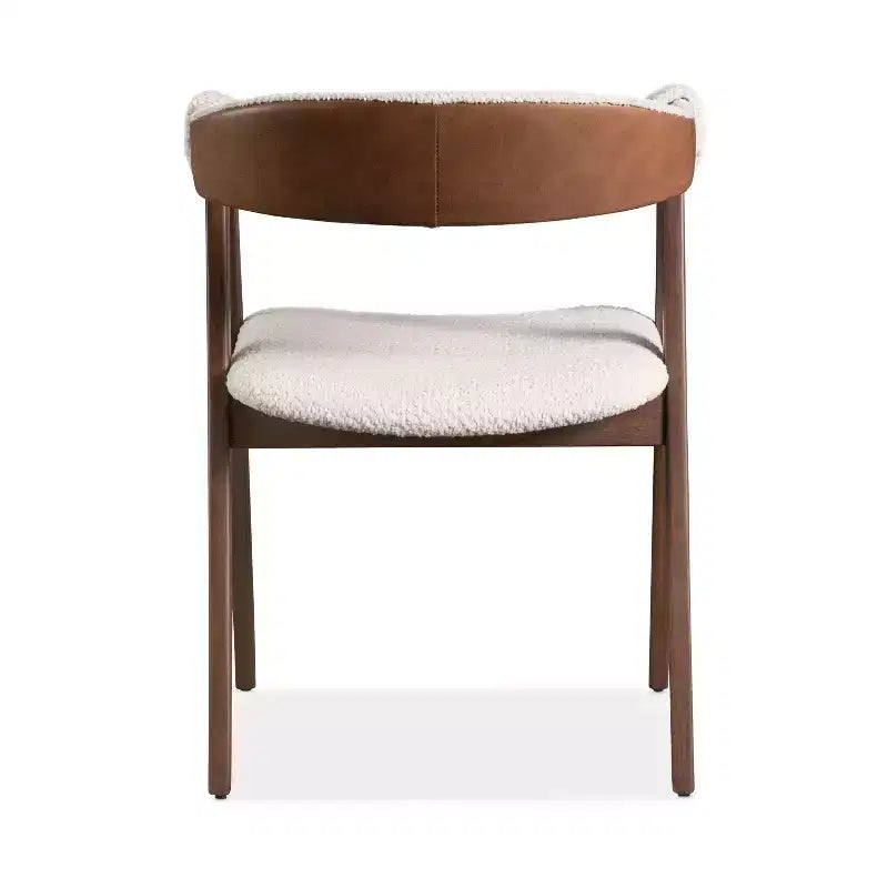 HOMES: Inside + Out Lot de 2 chaises de salle à manger Pearlcrest Mid-Century Modern en tissu bouclé, noyer