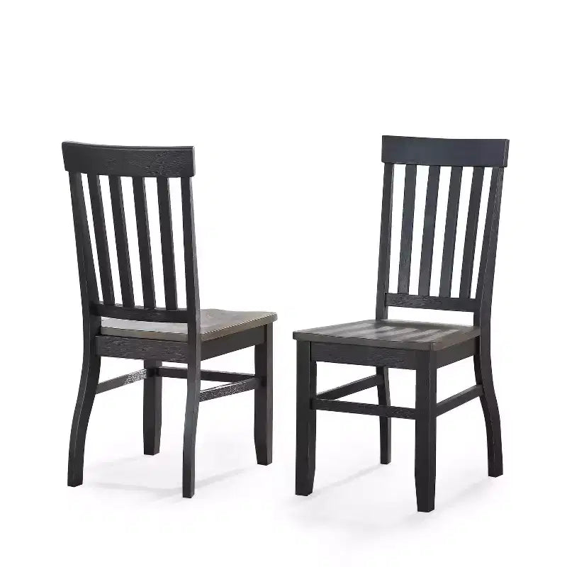 Steve Silver Co. 18" Set of 2 Raven Noir Side Chair Black/Driftwood: Farmhouse Style, Slat Back, Hardwood Frame