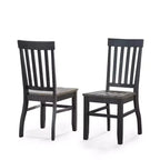 Steve Silver Co. 18" Set of 2 Raven Noir Side Chair Black/Driftwood: Farmhouse Style, Slat Back, Hardwood Frame