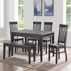 Steve Silver Co. Lot de 2 chaises d'appoint Raven Noir 18 po Noir/Bois flotté : Style champêtre, dossier à lattes, cadre en bois massif
