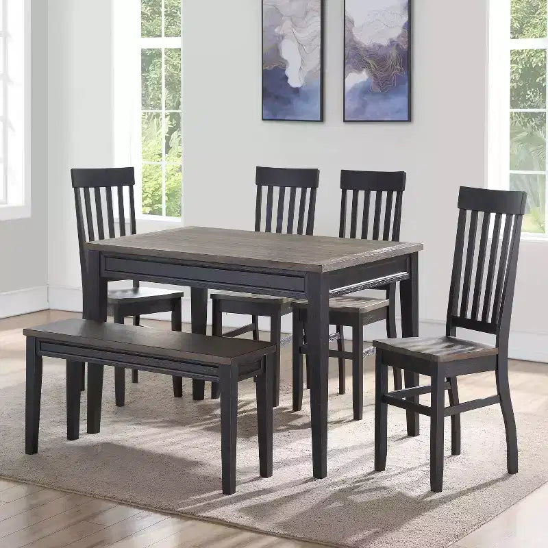 Steve Silver Co. Lot de 2 chaises d'appoint Raven Noir 18 po Noir/Bois flotté : Style champêtre, dossier à lattes, cadre en bois massif