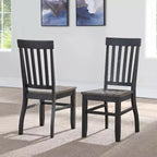 Steve Silver Co. Lot de 2 chaises d'appoint Raven Noir 18 po Noir/Bois flotté : Style champêtre, dossier à lattes, cadre en bois massif