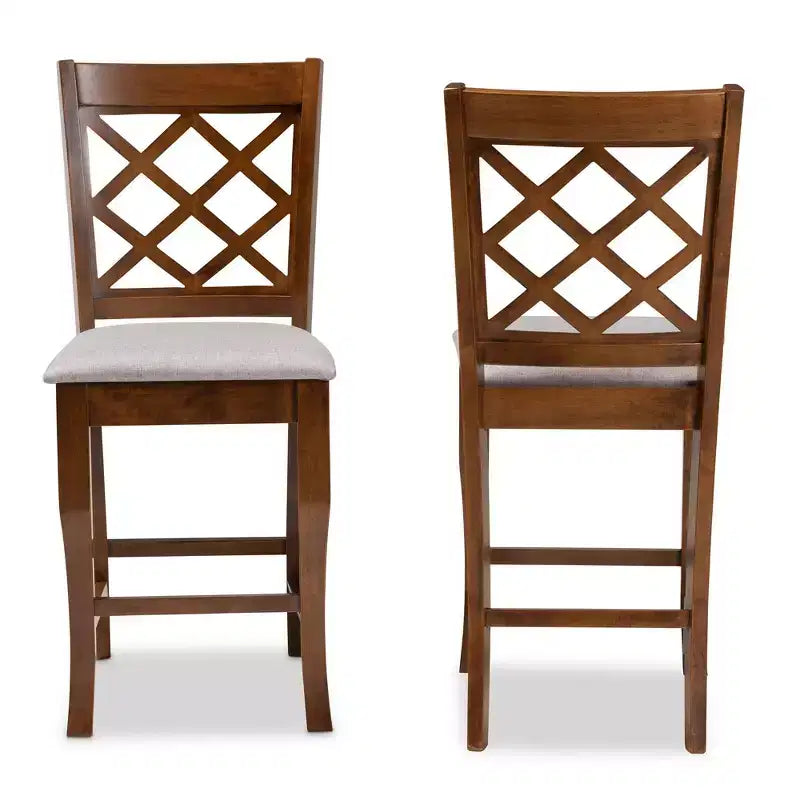 Ensemble de 2 chaises de bar Aria gris/noyer - Baxton Studio