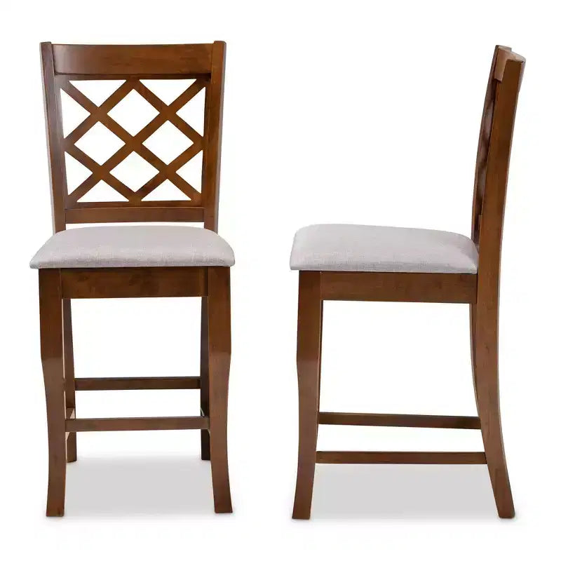 Ensemble de 2 chaises de bar Aria gris/noyer - Baxton Studio
