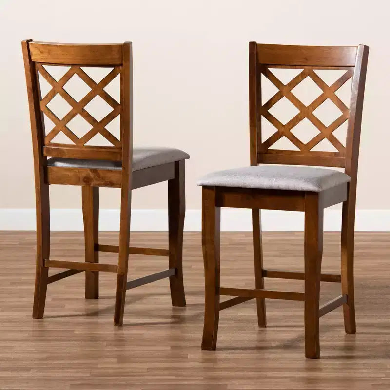 Ensemble de 2 chaises de bar Aria gris/noyer - Baxton Studio
