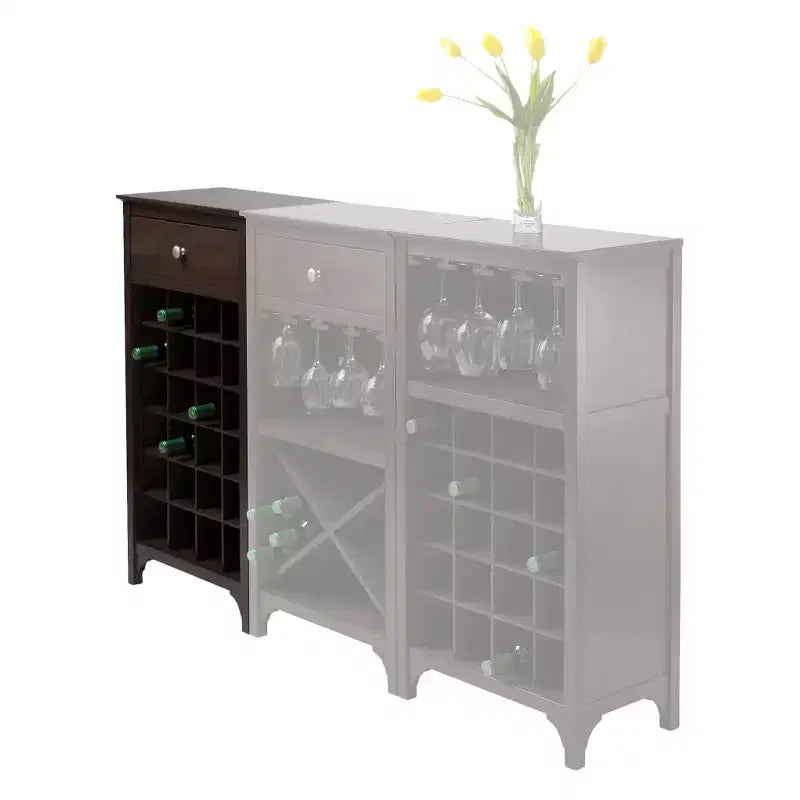 Meuble à vin Ancona 24 bouteilles avec tiroir, bois/café – Winsome