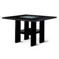 Stevenson Glass Insert Open Shelf w/Led Lights Counter Dining Table Black - HOMES: Inside + Out: Frosted Glass, Square Shape, Storage Base