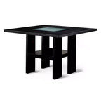 Stevenson Glass Insert Open Shelf w/Led Lights Counter Dining Table Black - HOMES: Inside + Out: Frosted Glass, Square Shape, Storage Base