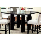 Table de bar/comptoir avec insert en verre Stevenson, étagère ouverte avec lumières LED, noire - HOMES: Inside + Out : verre dépoli, forme carrée, base de rangement