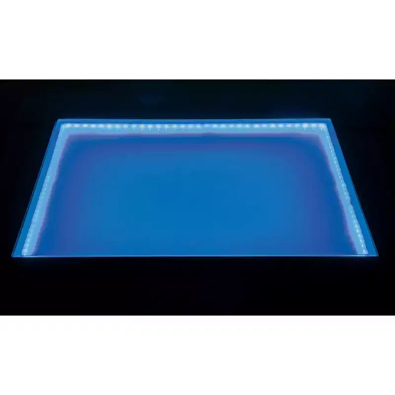 Table de bar/comptoir avec insert en verre Stevenson, étagère ouverte avec lumières LED, noire - HOMES: Inside + Out : verre dépoli, forme carrée, base de rangement