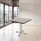 Hampden Furnishings Table de salle à manger carrée 30 po de la collection Bennet avec base en X Gris/Gris galaxie