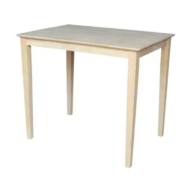 30' X 42' Solid Wood Counter Height Table with Shaker Legs Unfinished - International Concepts