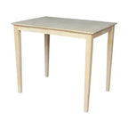 30' X 42' Solid Wood Counter Height Table with Shaker Legs Unfinished - International Concepts