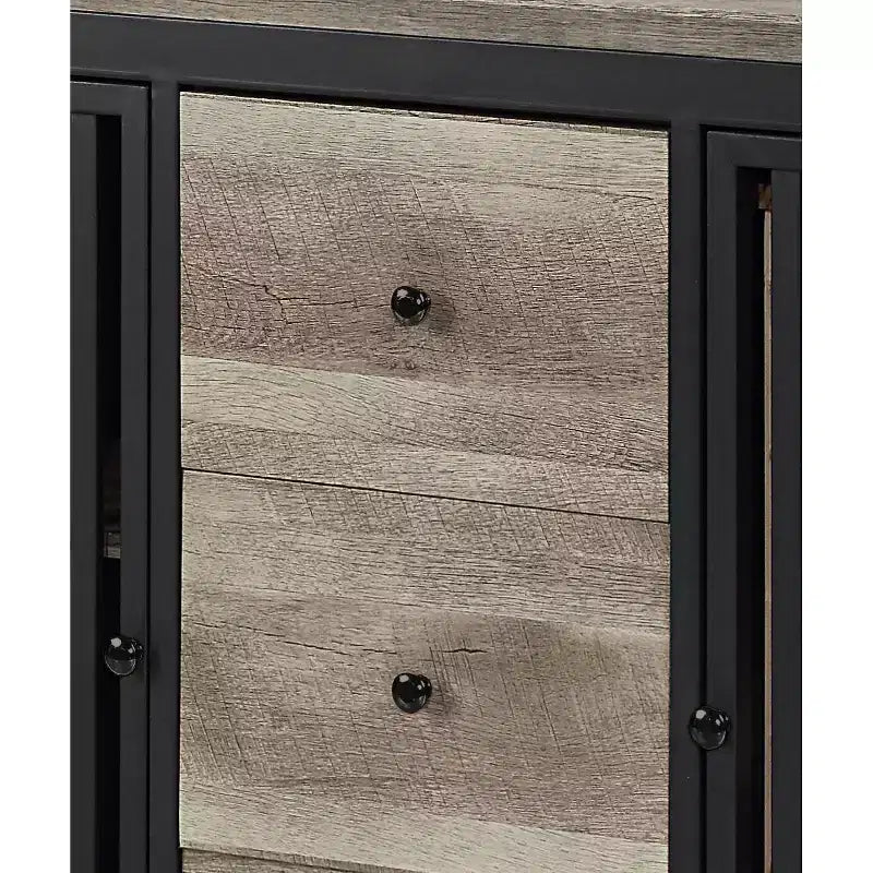 Meuble de cuisine et de salle à manger Zudora de 47 po fini chêne antique et noir sablé – Acme Furniture : cadre en métal, rangement divisé, bois composite